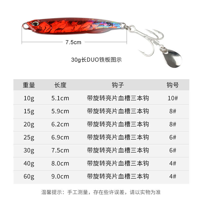 路亚饵长款小铁板旋转亮片快抽鲅鱼仿生饵钓翘嘴鲈鱼假饵10~60克