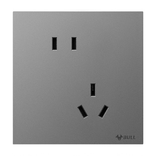 公牛蝶翼超薄G57开关插座五孔插座16a面板86型usb暗装家用远山灰