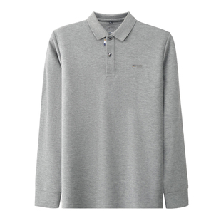 啄木鸟100%纯棉新款Polo衫男士春秋季长袖T恤中年休闲翻领上衣潮