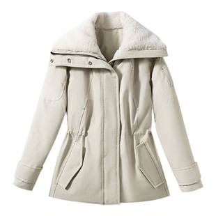 【萬元品质】80鹅绒 毛绒拼接高领户外硬壳派克服羽绒服外套女