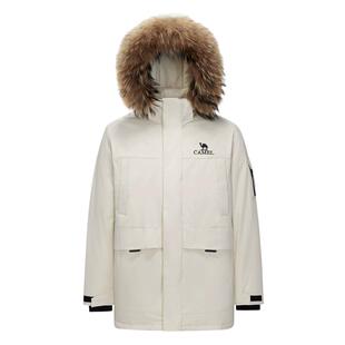 骆驼运动大毛领羽绒服男冬季加厚工装户外保暖防寒防风防泼水外套