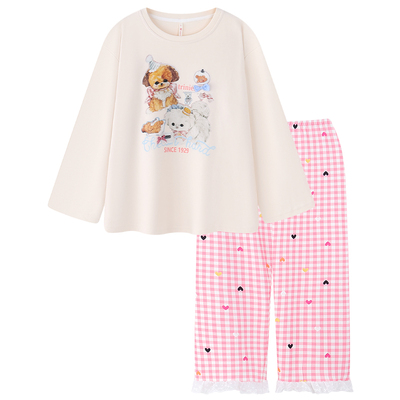 甜美卡通德绒睡衣女款秋冬季2025新款长袖薄绒保暖家居服套装冬天