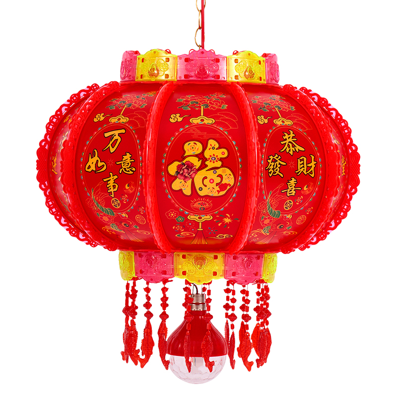 2025新款大門口燈籠七彩旋轉(zhuǎn)LED走馬燈一對(duì)陽臺(tái)春節(jié)新年掛飾彩燈