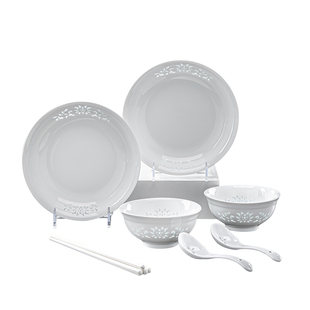 玲珑缠枝莲多碗多盘2026新款高颜值景德镇玲珑碗家用釉下彩陶瓷碗