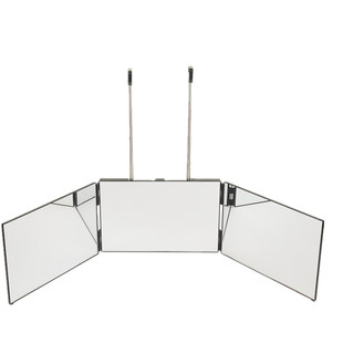 折叠3三面镜自己看后脑勺户外摆摊化妆自染理发后视镜支架神器灯