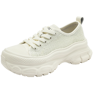 UBZ 厚底增高时尚老爹鞋女款2026新款春季透气轻便休闲百搭小白鞋