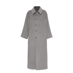 APOZi collection/牧人山海/新中式中长款国风外套大领子灰色大衣