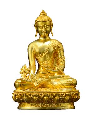 闯隆7cm铜像药师佛鎏金装饰摆件