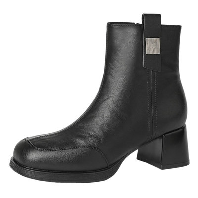 达芙妮加绒气质高跟短靴女