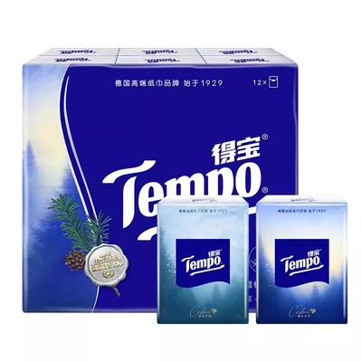 [王一博同款]新品Tempo得宝手帕纸雪松之境印花纸7片12小包