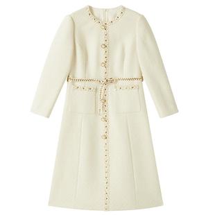 YINER音儿专选冬季商务小香风粗花呢分体式A字连衣裙