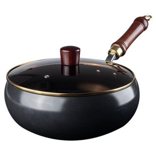 旗匠新款第四代钛铁大肚锅匠心升级家用炒锅复古平底锅深锅煎煮锅