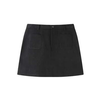 吴童童纯色高腰加绒A字半身裙