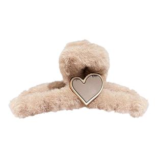 毛绒抓夹女秋冬高级感2025新款发夹后脑勺盘发鲨鱼夹大号夹子头饰