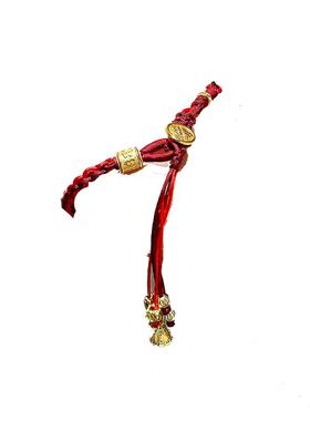 925银黄财神莲蓬花朵锦鲤红绳编织手链女简约时尚民族风手环饰品