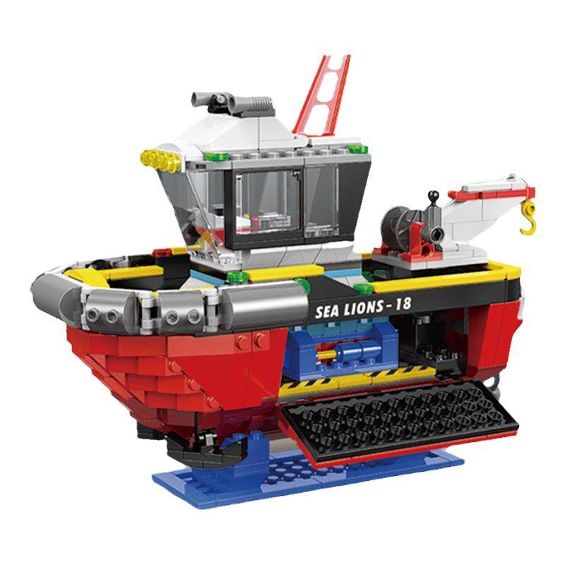 星堡积木中国风港务拖船模型儿童小颗粒益智拼装玩具拼搭乐趣礼物