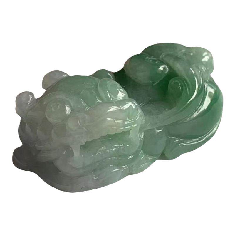 缅甸翡翠摆件绿色貔貅车挂茶宠