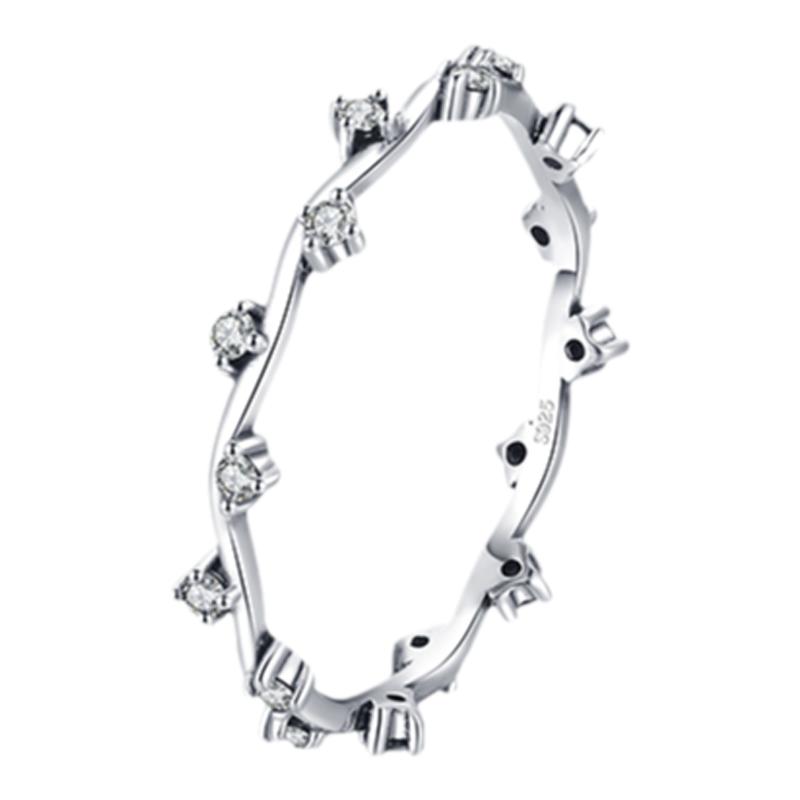 MODIAN925纯银满天星波浪随形戒指女小众设计简约冷淡风指环食指