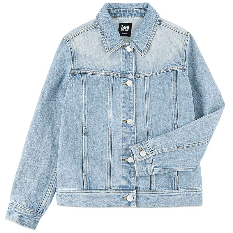 【预售】Lee26秋冬新品标准版翻领浅蓝色女长袖牛仔夹克外套休闲