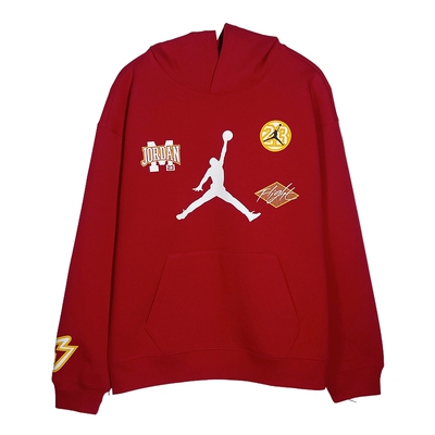 NIKE耐克Jordan卫衣童装26春季新款红色针织运动套头衫IU5377-687