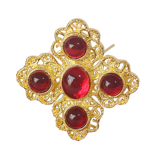 大唐富贵花古风仿花丝多宝红琉璃掐丝四方盘多宝发钗敦煌团花发饰