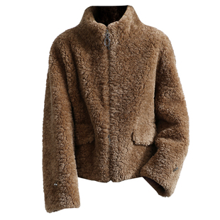 仿羊剪绒大衣女新款2025冬小个子原创海宁仿羔羊毛毛颗粒皮草外套