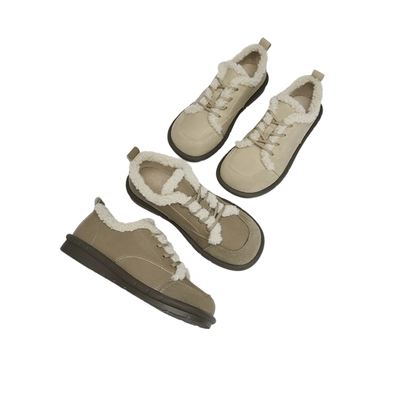 戈美其圆头平跟加绒棉鞋