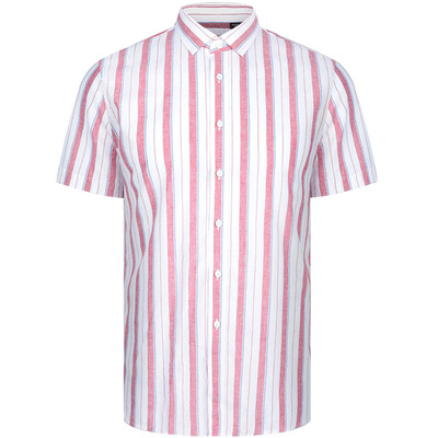 乔治白男士条纹短袖衬衫