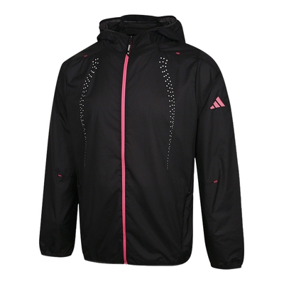 adidas阿迪达斯户外健身跑步撞色连帽外套2026春男梭织夹克KR5098