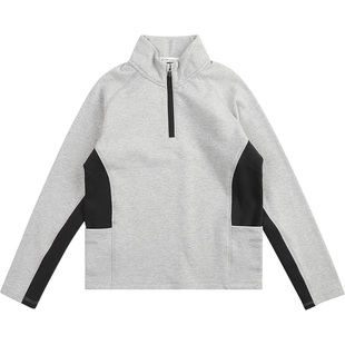 Cunyi纯一良品儿童卫衣2025秋冬半开拉链立领长袖轻氧薄绒运动衣