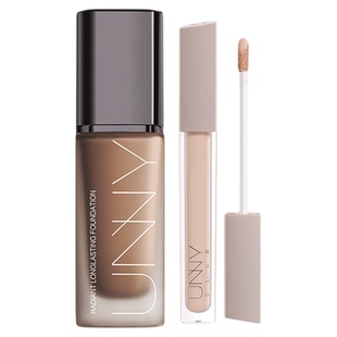 UNNY粉底遮瑕液组合装持久不易脱妆暗沉官方旗舰店