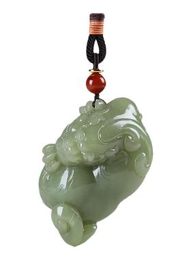 和田玉瑞兽仿古手把件若羌黄口料