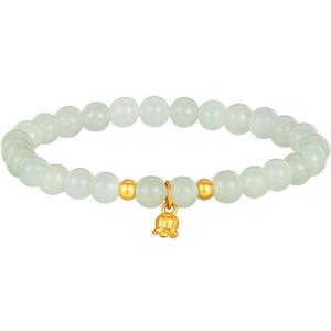 潮宏基铃兰花黄金和田玉手链足金手串手饰5D硬金生日礼物L