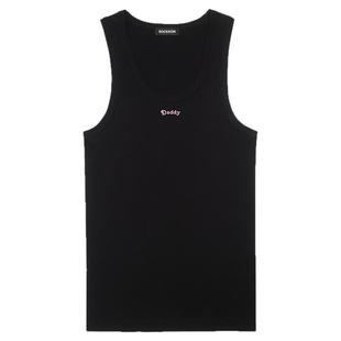 SOCKKON 男士黑色硅胶Daddy莱赛尔四季修身螺纹弹力打底内衣背心