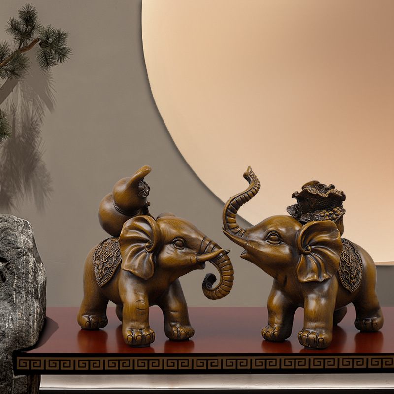 中式财福对象摆件酒柜客厅家居装饰品店铺开业礼品树脂工艺品摆件