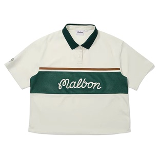 春夏季新款MALBON高尔夫女款套装运动休闲短袖防走光A字百褶短裙
