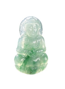 七彩云南缅甸A货天然翡翠糯冰种飘龙阳绿翡翠观音挂件吊坠
