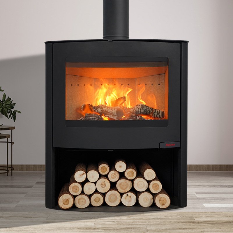 真火燃木壁炉木柴烧水民宿农村家用别墅客厅室内取暖炉曲面壁炉