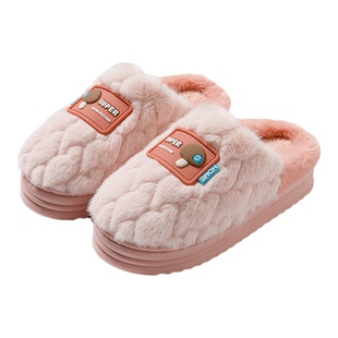 棉拖鞋女士冬季家居家用室内防滑厚底男可爱毛毛拖鞋加绒保暖情侣