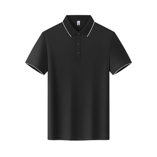 翻领工作服定制POLO衫短袖夏季工装男女黑色工装冰爽快干印字LOGO