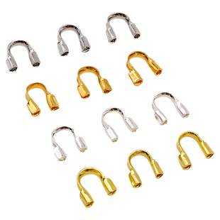 18k包金保色U形马蹄扣护线收尾夹扣串珠钢丝线手工diy饰品配件