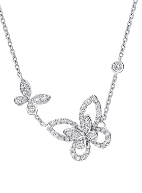 韩秀娜满钻镂空双蝴蝶项链女士轻奢气质颈链高级感百搭锁骨链配饰