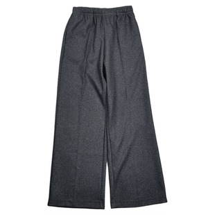 盒子家冬季新款精纺缩绒羊毛松紧高腰直筒裤女宽松显瘦休闲裤腿裤