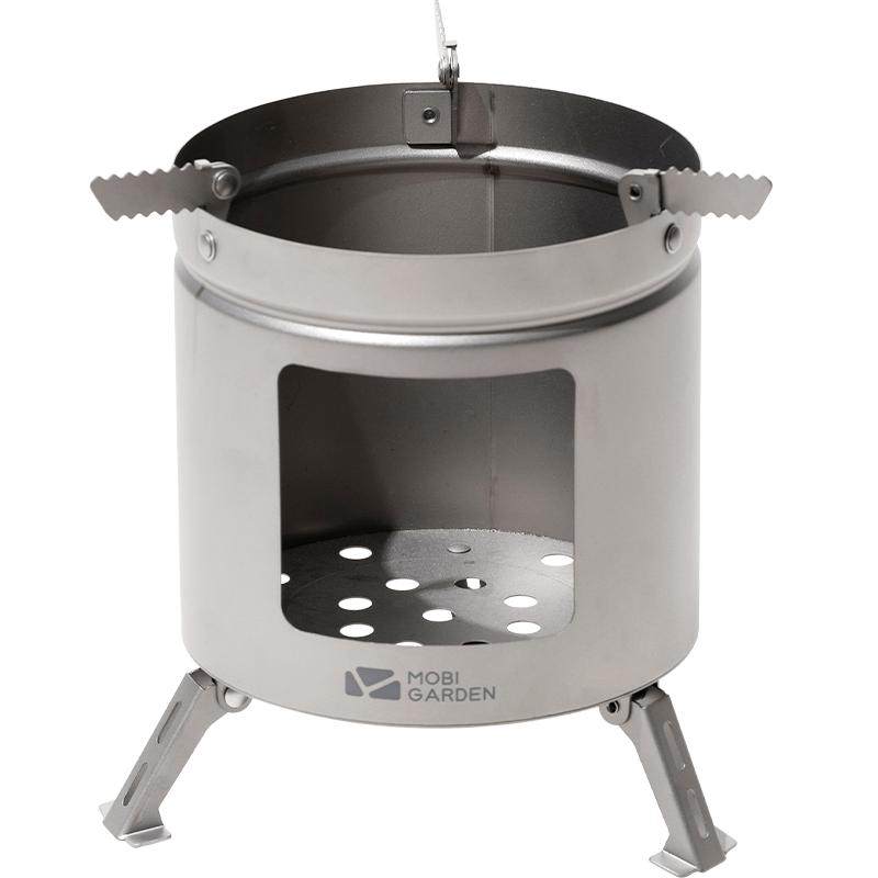 牧高笛燎炎柴火炉精致露营户外野营炉具便携柴火灶迷你轻量纯钛