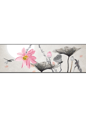 新中式风茶室禅意招财背景墙画