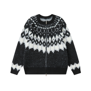 Dream made 仿马海毛费尔岛开衫毛衣男款冬季加厚内搭针织衫外套