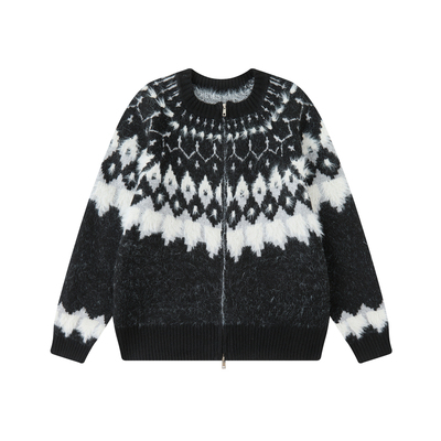 Dream made 仿马海毛费尔岛圣诞开衫毛衣男款冬季加厚针织衫外套