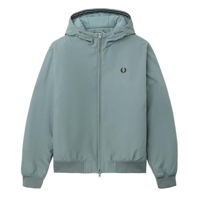 FRED PERRY男士休闲夹克2025冬季连帽纯色拉链麦穗刺绣外套J1304