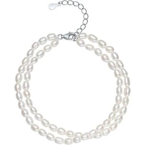 周六福S925银淡水珍珠手链女小米珠双层手饰法式优雅复古圣诞礼物