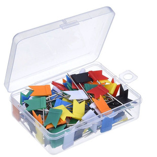 50/100只 红色旗帜钉彩色工字钉小红旗图钉地图标记软木钉固定钉